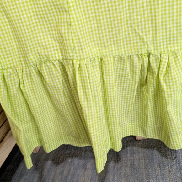 VINTAGE HOMEMADE Green Gingham Maxi Dress with Lace Detail - Picture 6 of 9